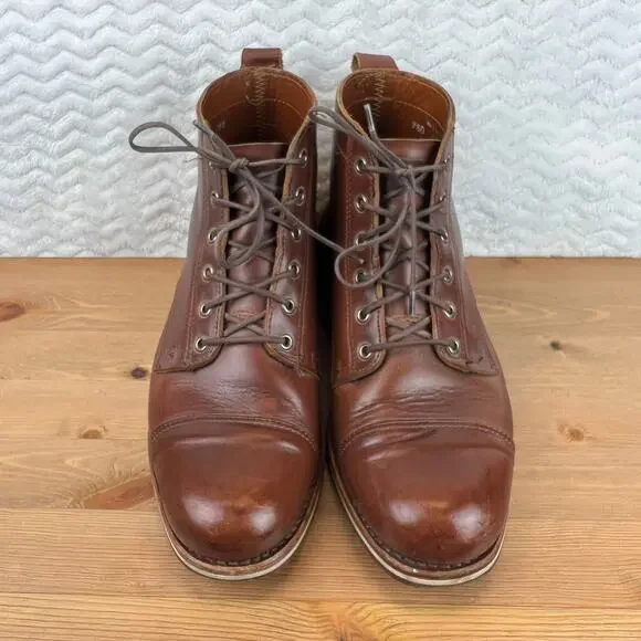 Helm Hollis Mens Boots Cap Toe Brown Leather Sz 9.5 D Mid Combat Hybrid $295 - Picture 4 of 16